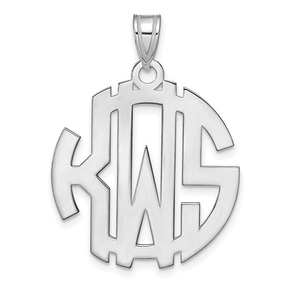 14K Weißgold Rund Ausgeschnitten Monogramm Anhänger