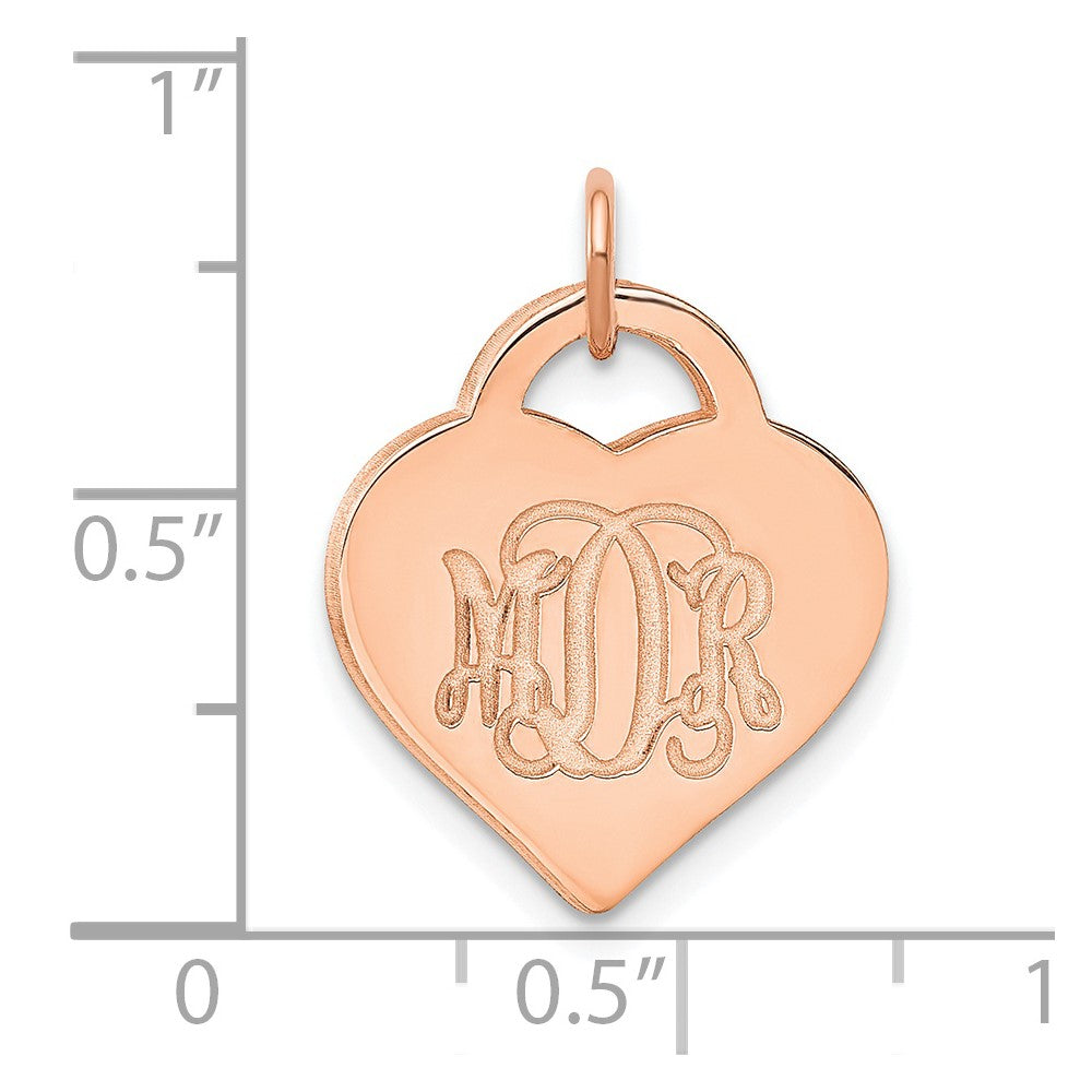 Roségoldbeschichtet Sterlingsilber /rose Monogramm Herz Charm