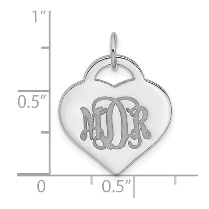 14K Weißgold Monogramm Herz Charm