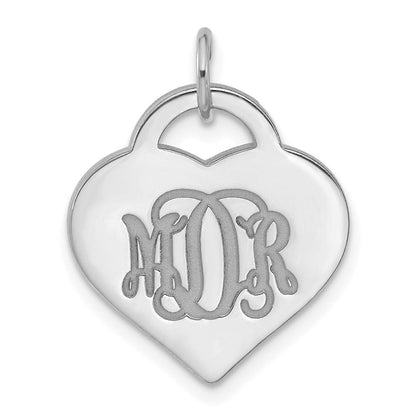 14K Weißgold Monogramm Herz Charm