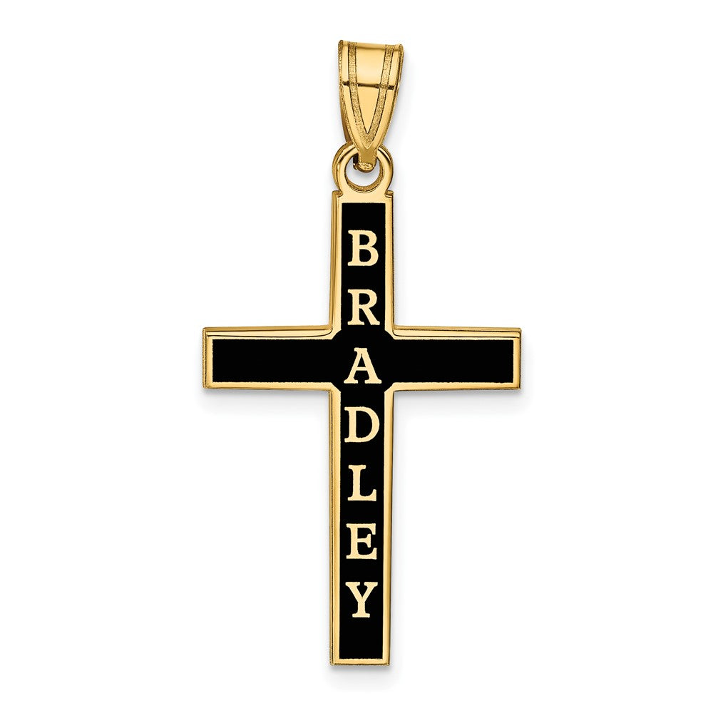 14K Gelbgold Epoxid Kreuz mit Name Anhänger