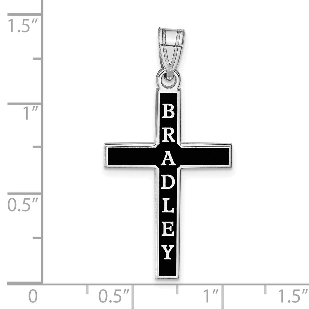 14K Weißgold Epoxid Kreuz mit Name Anhänger