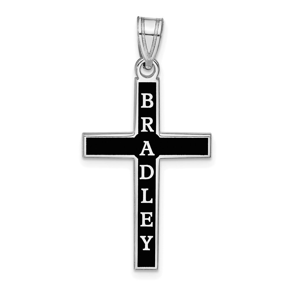 Sterlingsilber Silber/rhodiniert Epoxid Kreuz mit Name Anhänger