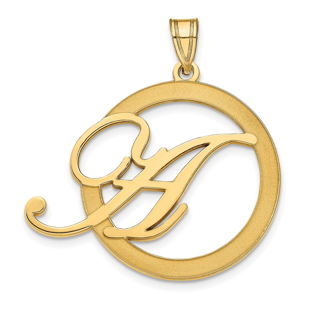 Vergoldet Sterlingsilber /gold Geätzt Initiale in A Kreis Anhänger