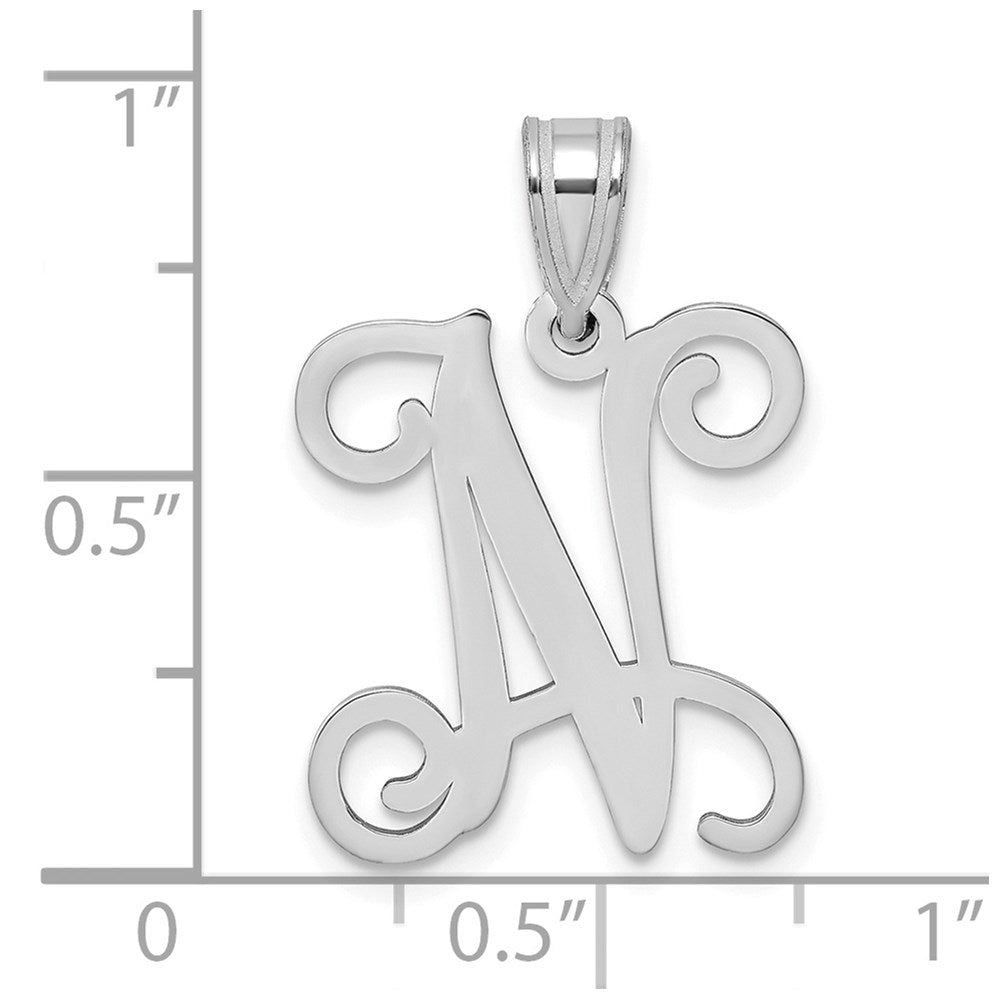 Sterlingsilber Rhodiniert Buchstabe N Initiale Anhänger