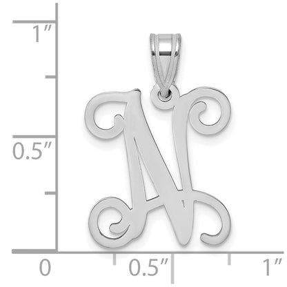 Sterlingsilber Rhodiniert Buchstabe N Initiale Anhänger