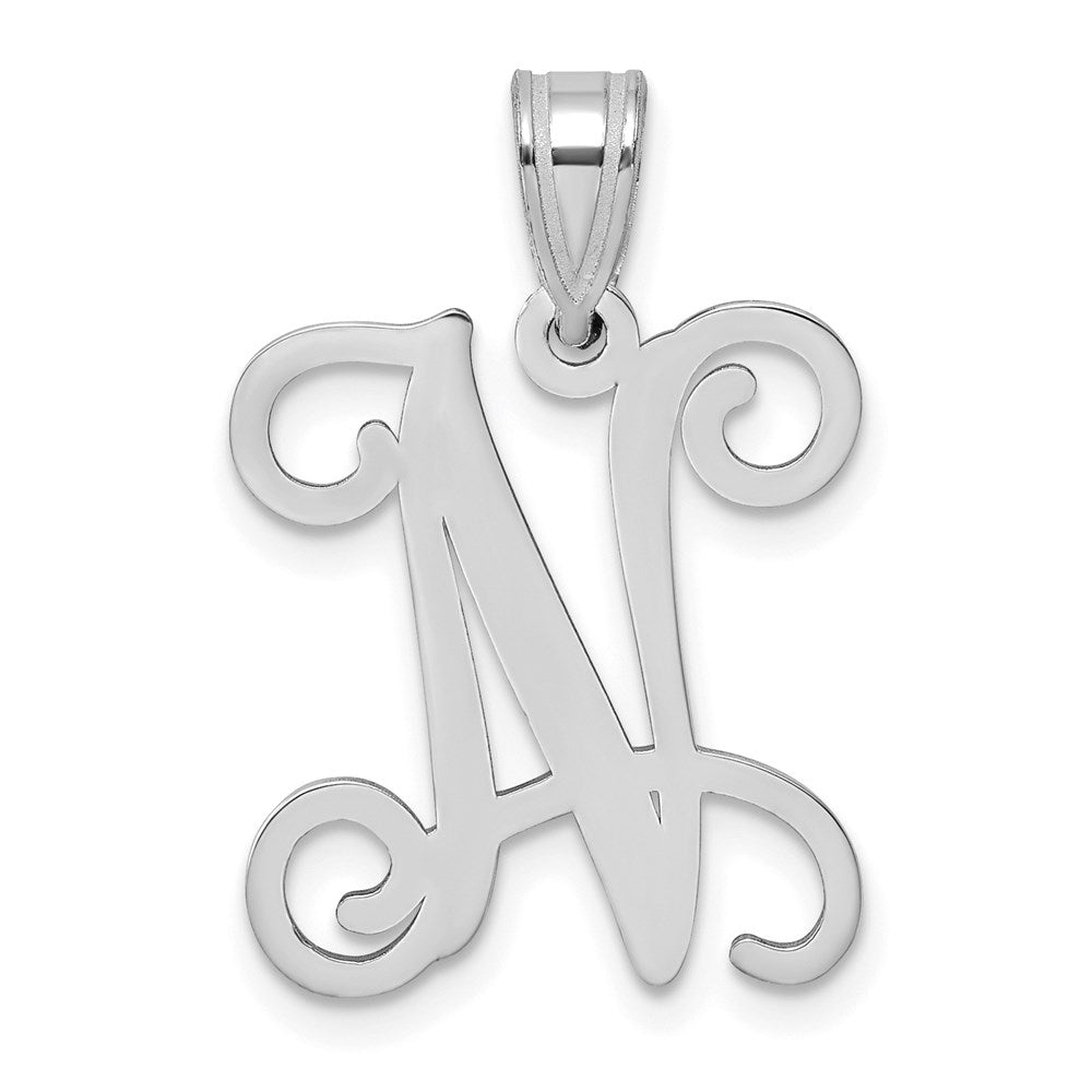 Sterlingsilber Rhodiniert Buchstabe N Initiale Anhänger