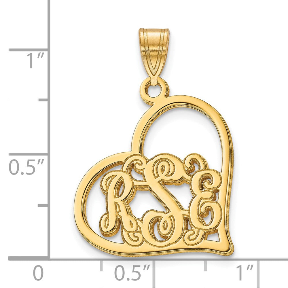 14K Gelbgold Geätzt Herz Anhänger