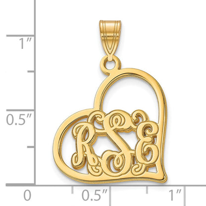 14K Gelbgold Geätzt Herz Anhänger