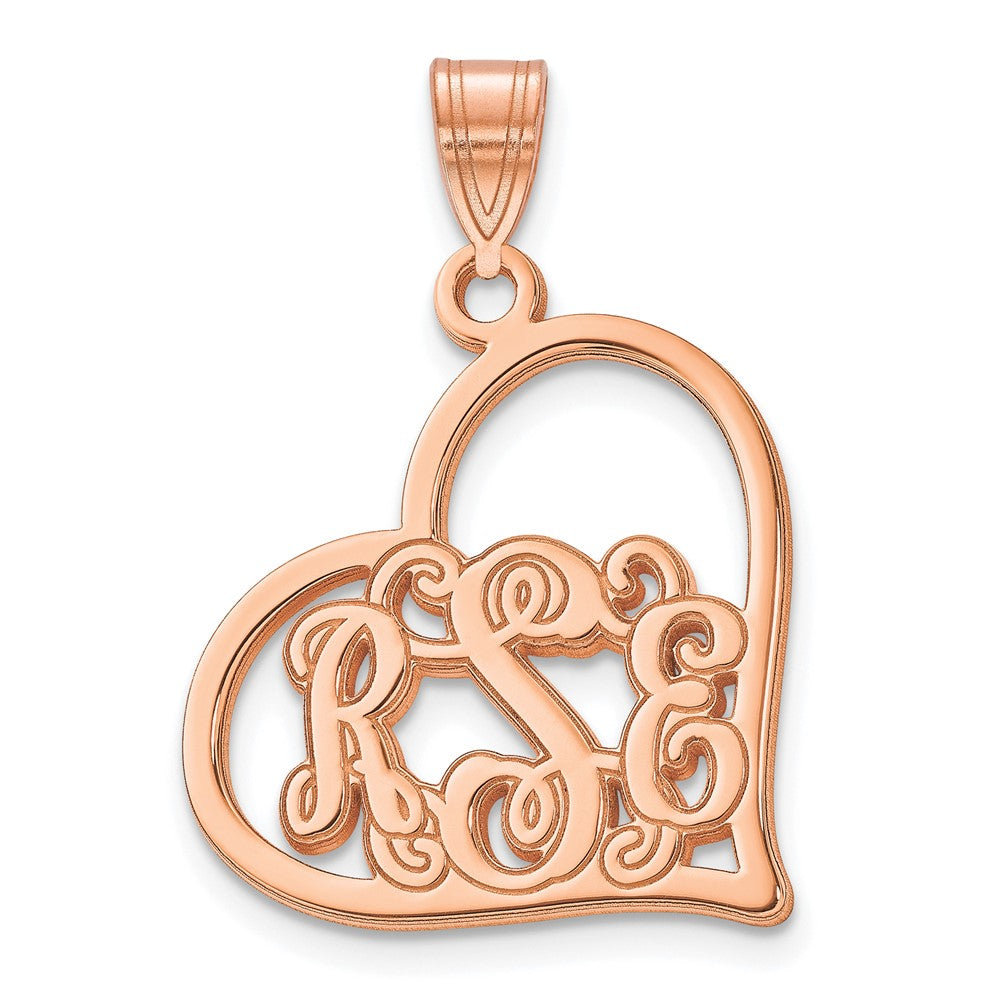 Roségoldbeschichtet Sterlingsilber /rose Geätzt Herz Anhänger