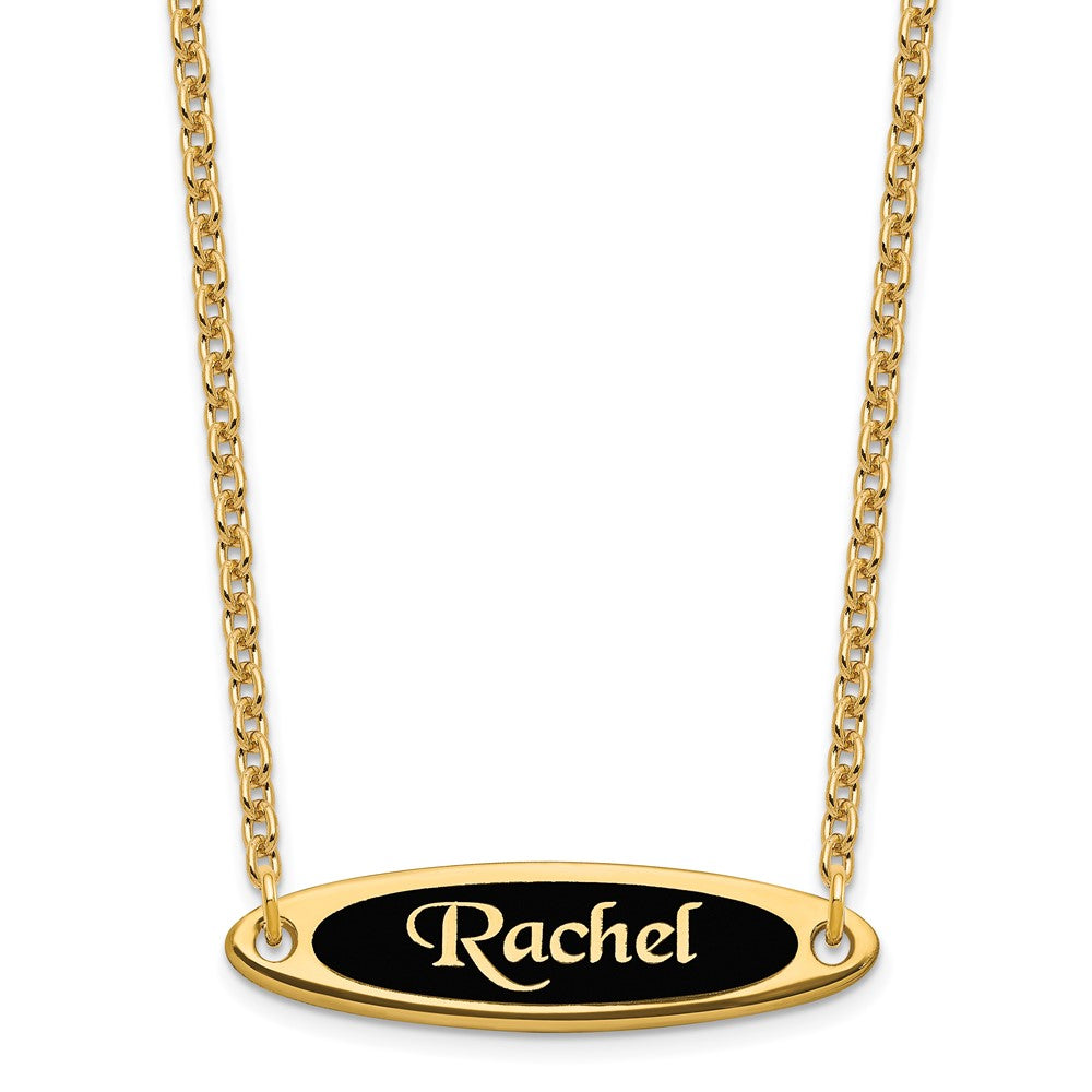 Vergoldet Sterlingsilber /gold Emailliert Name Platte Halskette