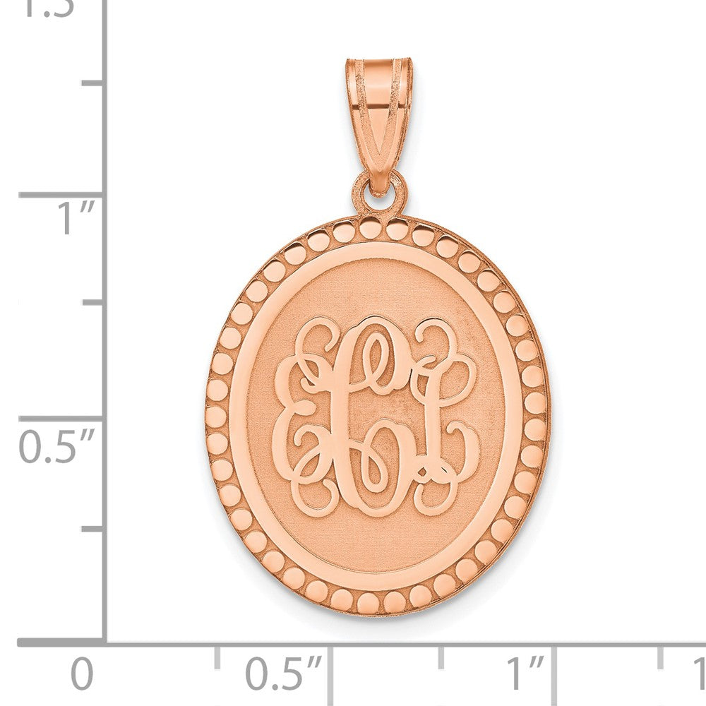 Roségoldbeschichtet Gebürstet mit Gekugelt Rand Monogramm Anhänger