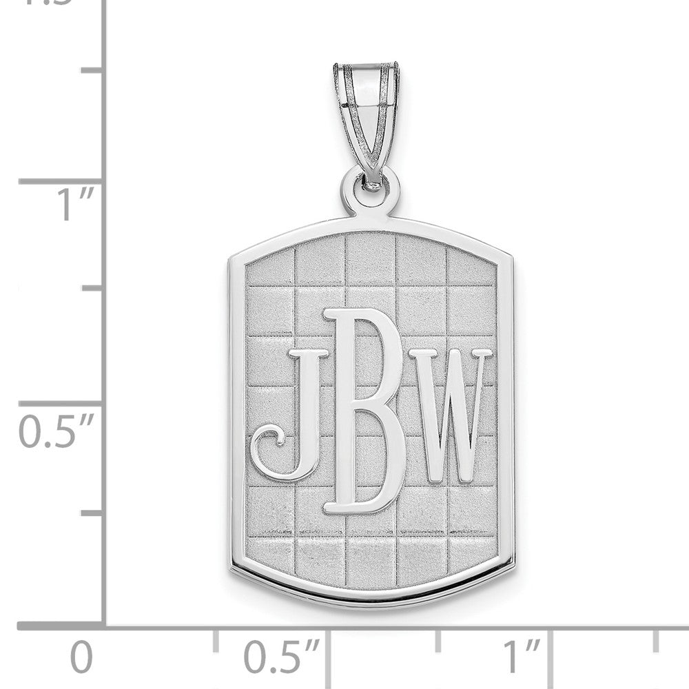 14K Weißgold Gebürstet Monogramm Anhänger
