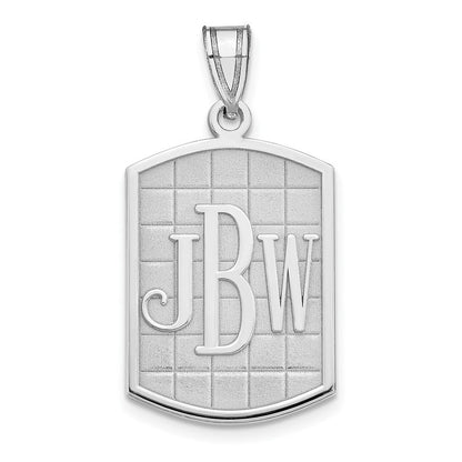 14K Weißgold Gebürstet Monogramm Anhänger