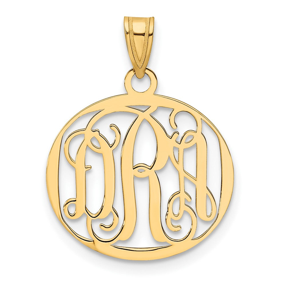 14K Gelbgold Klein Rund Monogramm Anhänger