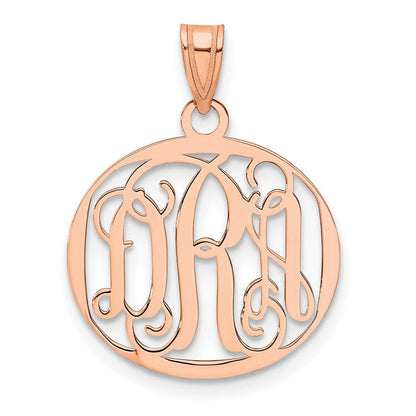 14K Roségold Klein Rund Monogramm Anhänger
