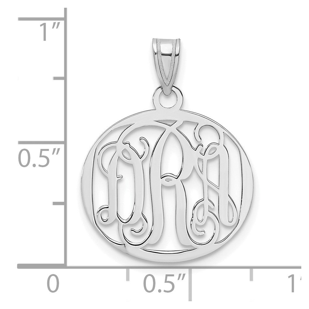 14K Weißgold Klein Rund Monogramm Anhänger