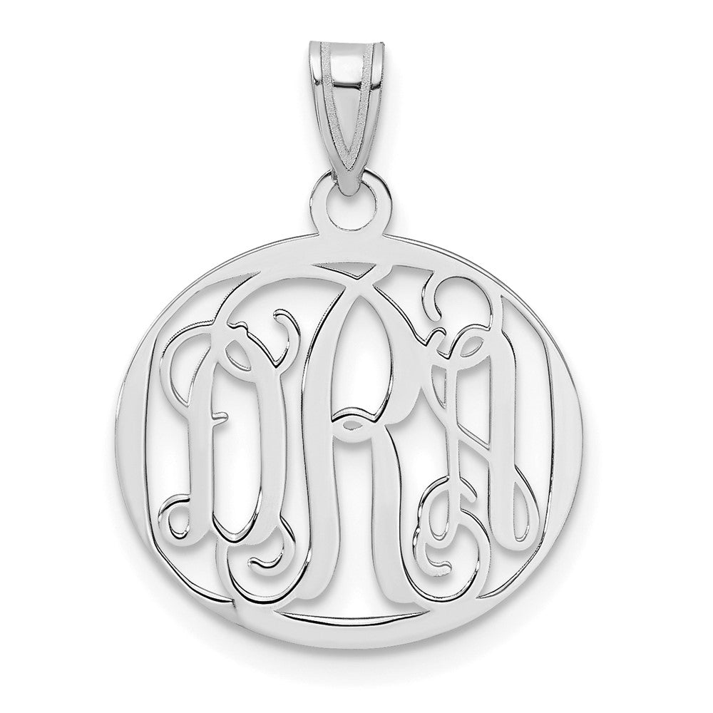 14K Weißgold Klein Rund Monogramm Anhänger