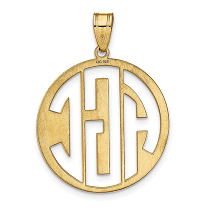 Vergoldet Sterlingsilber /gold Rund Ausgeschnitten Monogramm Anhänger