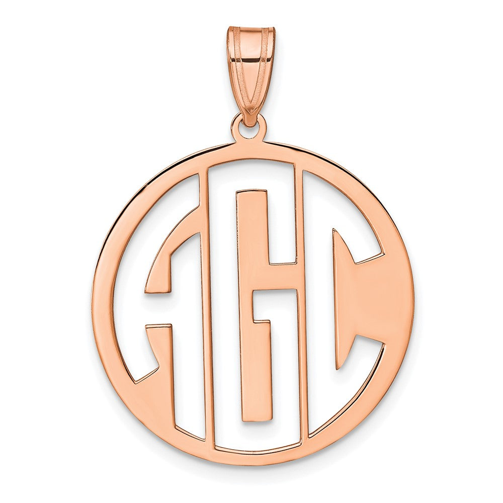 14K Roségold Rund Ausgeschnitten Monogramm Anhänger