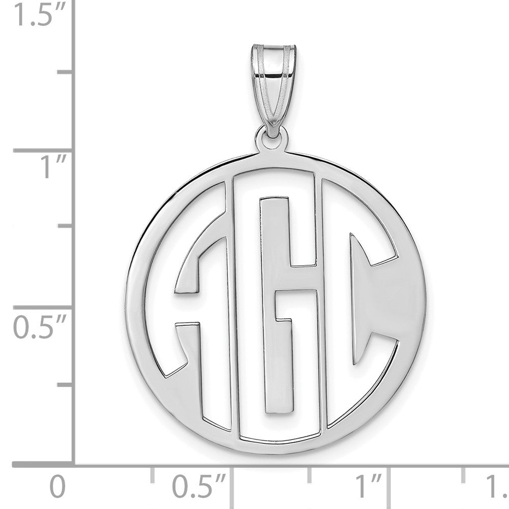 14K Weißgold Rund Ausgeschnitten Monogramm Anhänger