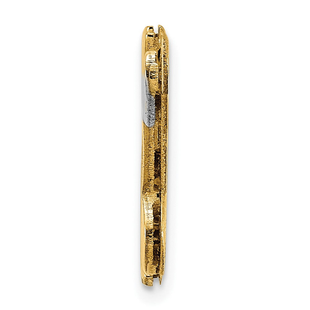 14K Gelb & Rhodium Gold und 3d Diamant mit Herzen Name Platte