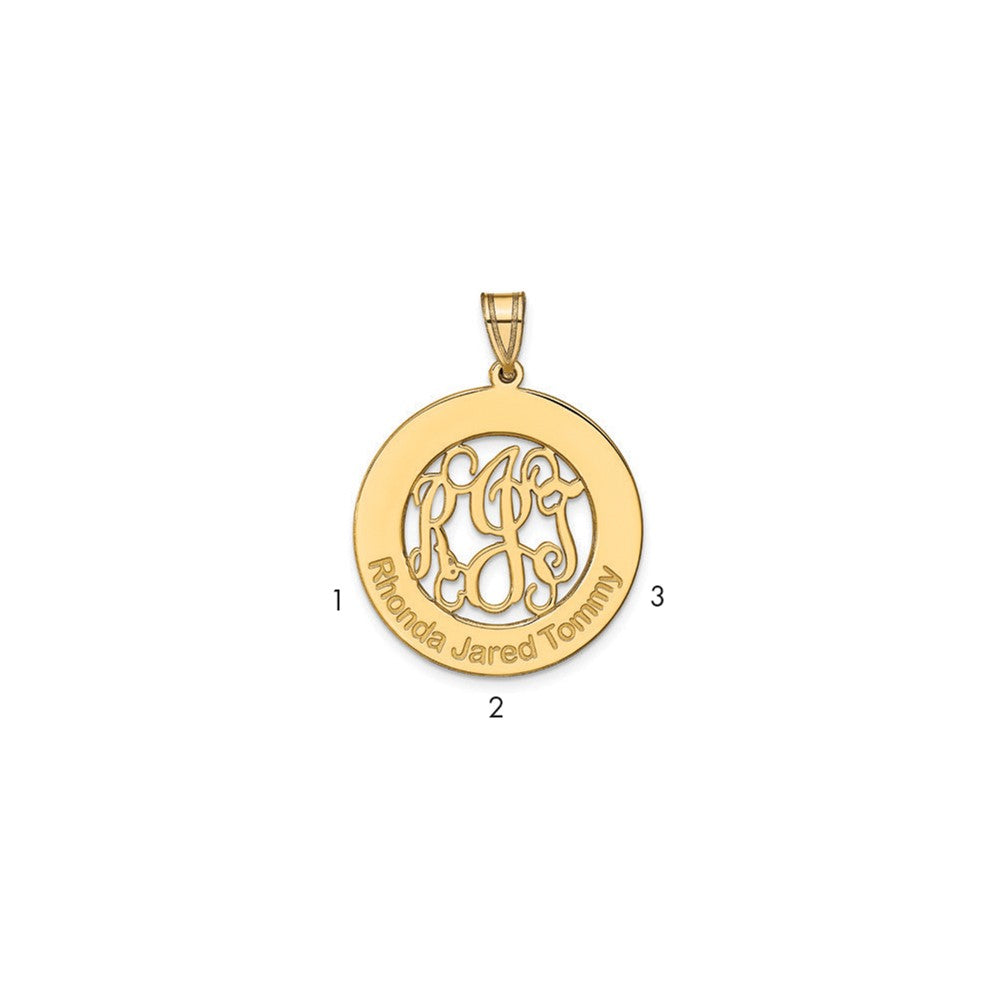 14K Gelbgold Rund Familie Monogramm Anhänger