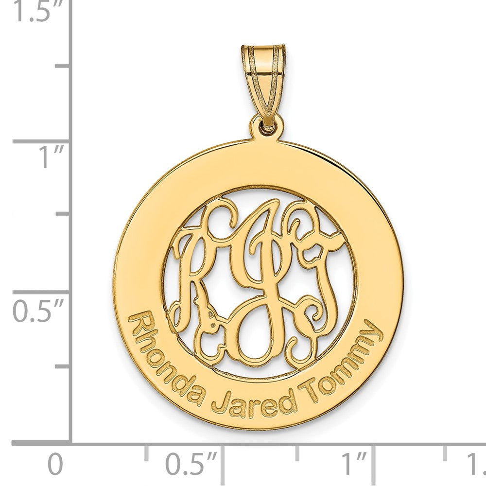 14K Gelbgold Rund Familie Monogramm Anhänger
