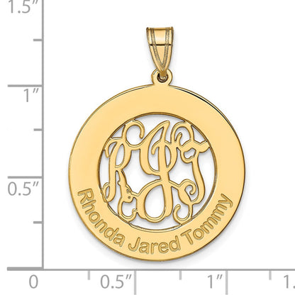 14K Gelbgold Rund Familie Monogramm Anhänger
