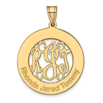 Vergoldet Sterlingsilber /gold Rund Familie Monogramm Anhänger
