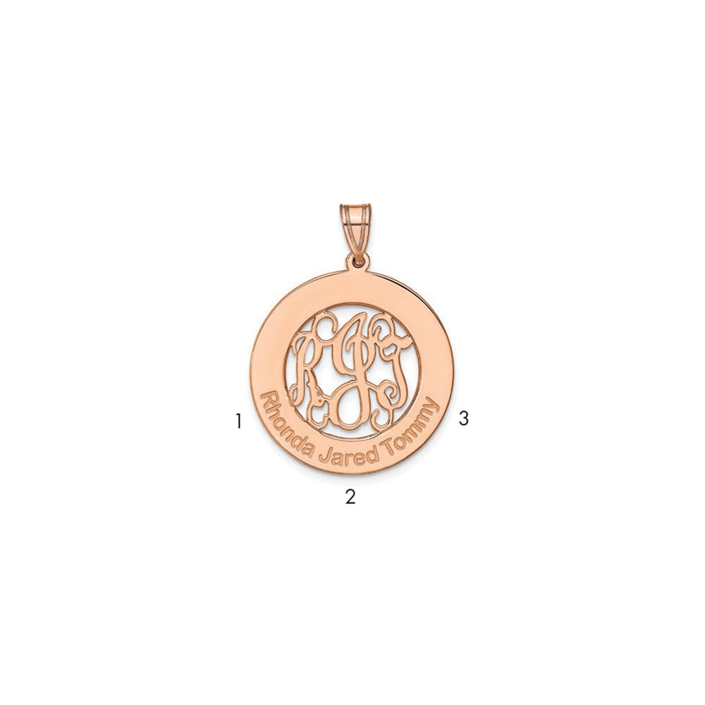 Roségoldbeschichtet Sterlingsilber /rose Rund Familie Monogramm Anhänger