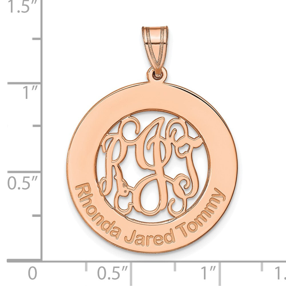 14K Roségold Rund Familie Monogramm Anhänger