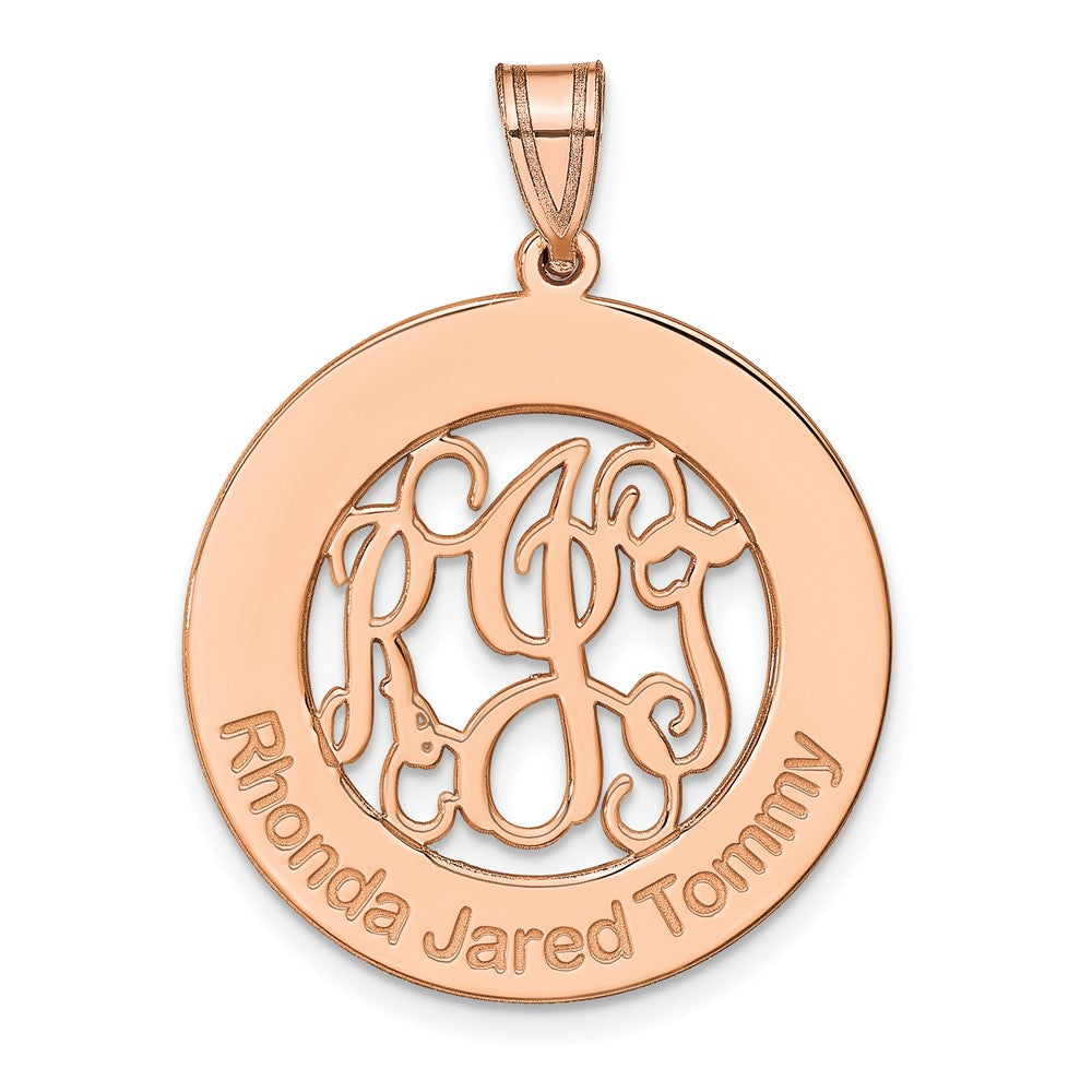 14K Roségold Rund Familie Monogramm Anhänger