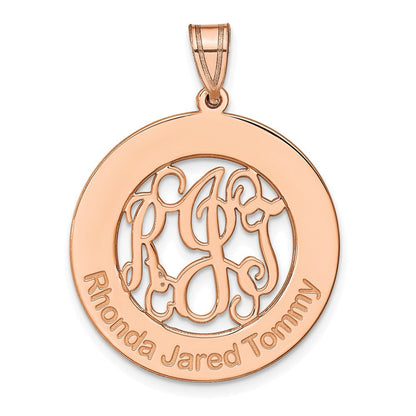 14K Roségold Rund Familie Monogramm Anhänger
