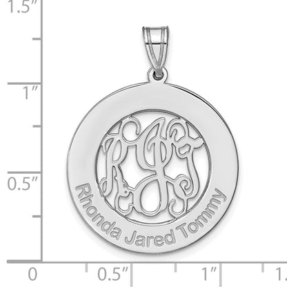 14K Weißgold Rund Familie Monogramm Anhänger