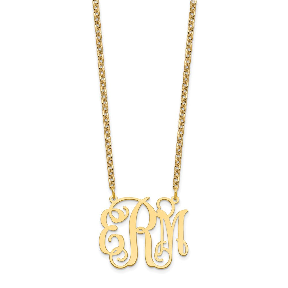 Vergoldet Sterlingsilber /gold Mittel Monogramm Halskette