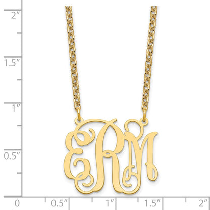 Vergoldet Sterlingsilber /gold Mittel Monogramm Halskette