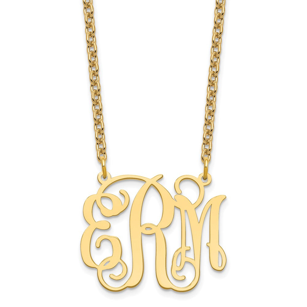 Vergoldet Sterlingsilber /gold Mittel Monogramm Halskette