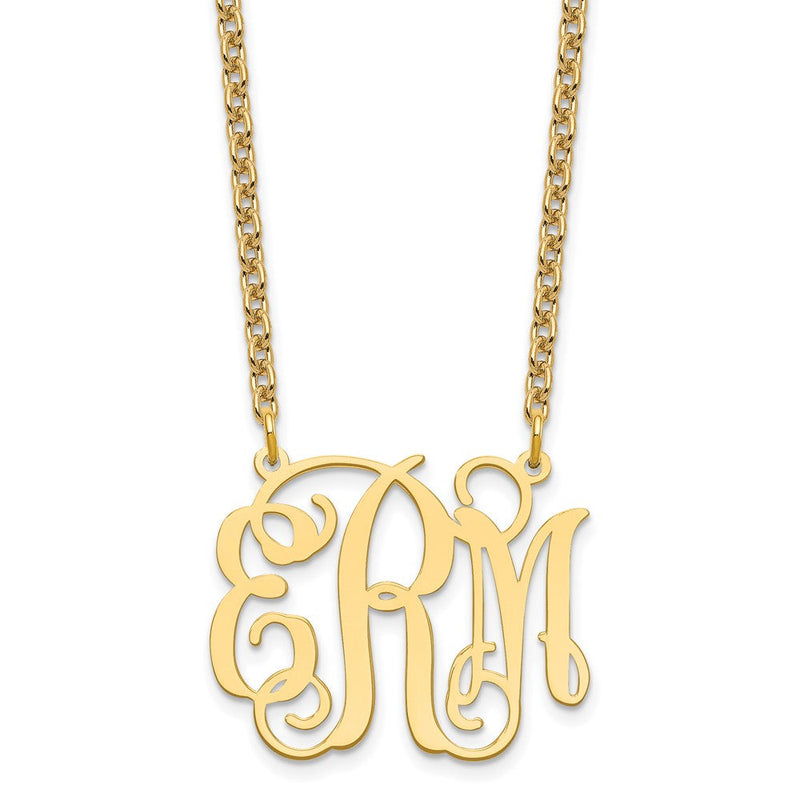 Vergoldet Sterlingsilber /gold Mittel Monogramm Halskette