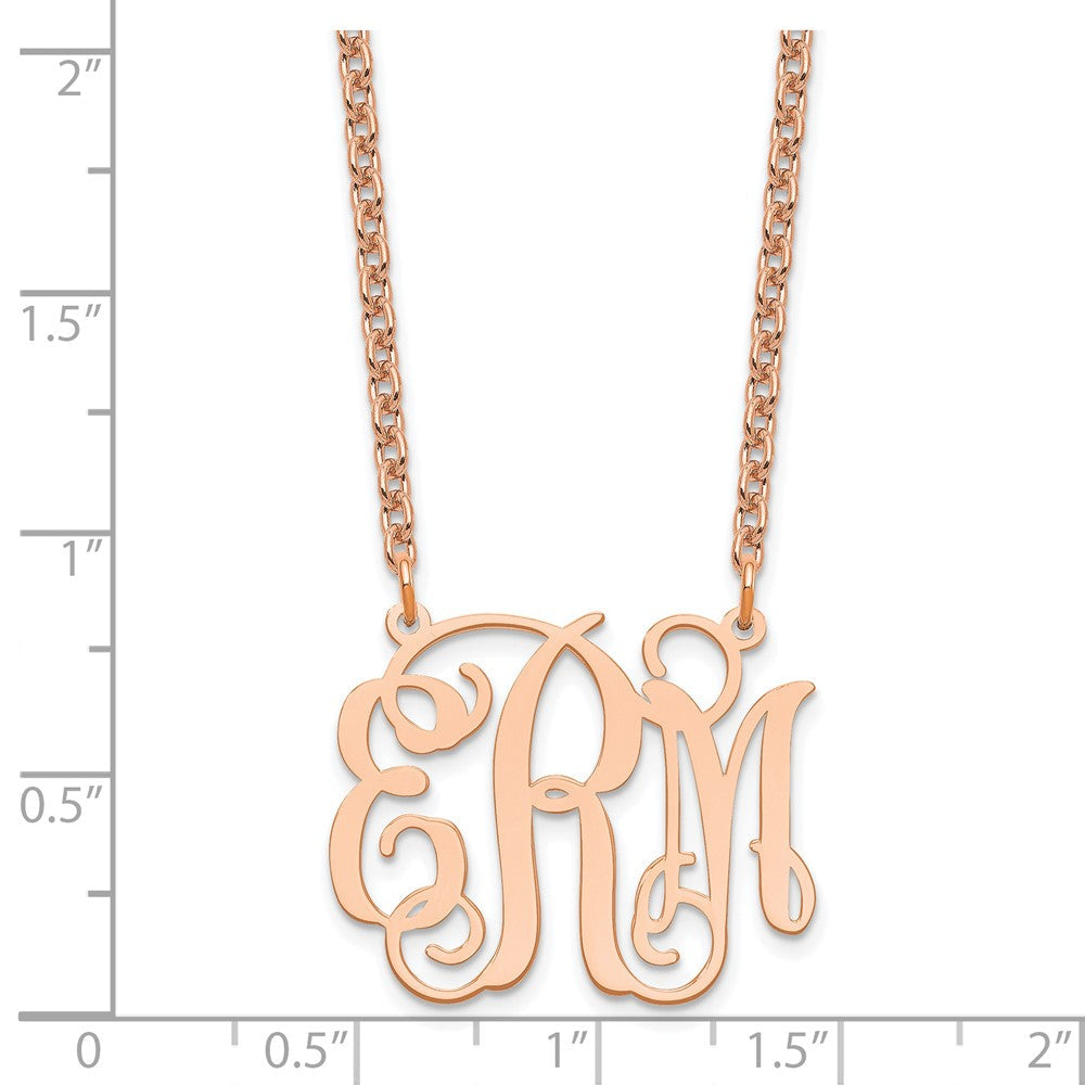 Roségoldbeschichtet Sterlingsilber /rose Mittel Monogramm Halskette