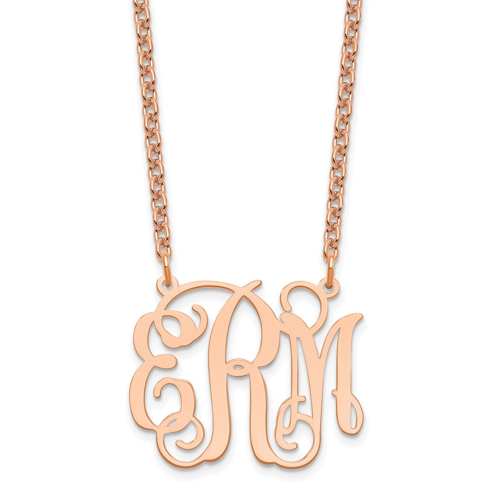 Roségoldbeschichtet Sterlingsilber /rose Mittel Monogramm Halskette