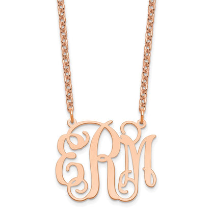 Roségoldbeschichtet Sterlingsilber /rose Mittel Monogramm Halskette