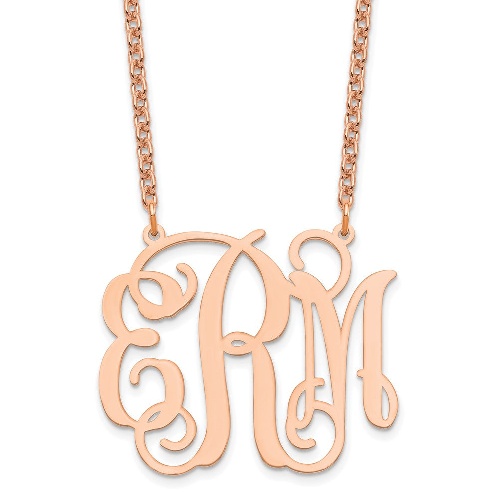 Roségoldbeschichtet Sterlingsilber /rose Groß Monogramm Halskette