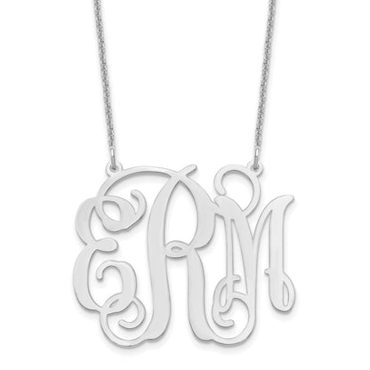 14K Weißgold Groß Monogramm Halskette