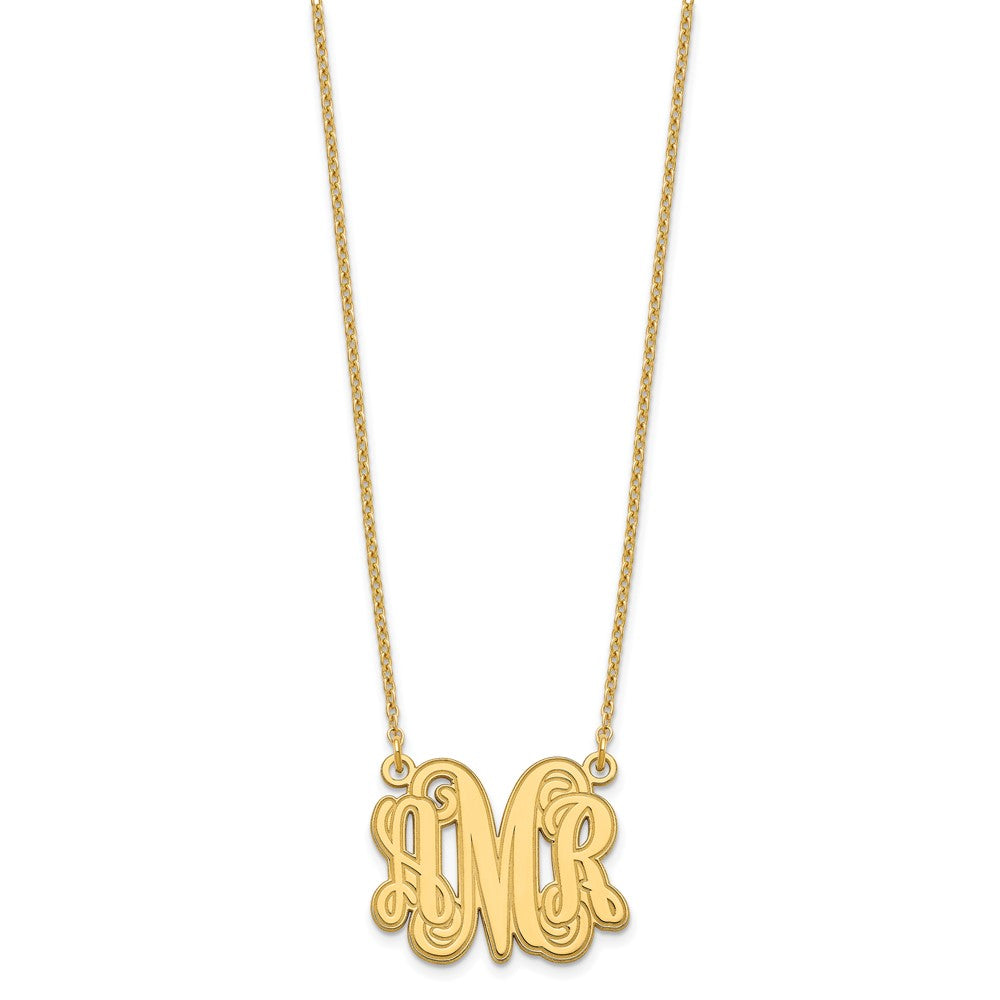 Vergoldet Sterlingsilber /gold Geätzt Monogramm Halskette