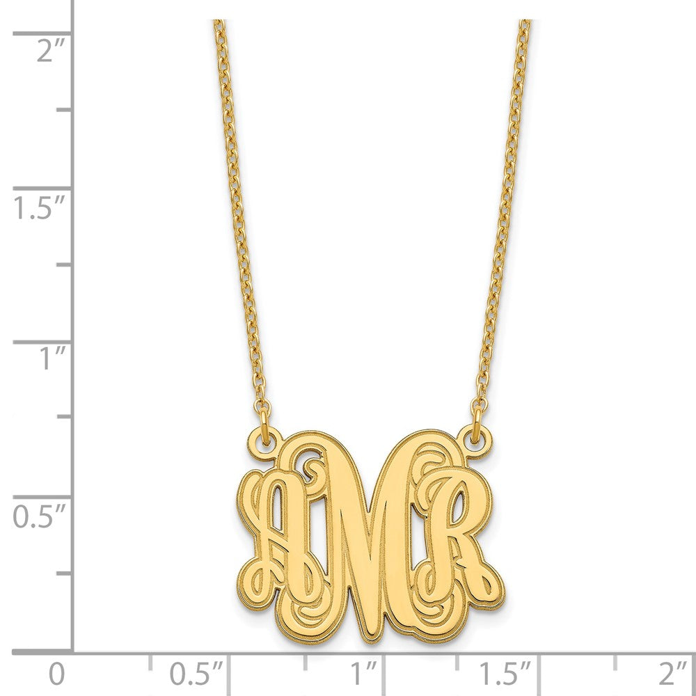 Vergoldet Sterlingsilber /gold Geätzt Monogramm Halskette