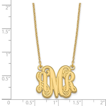 Vergoldet Sterlingsilber /gold Geätzt Monogramm Halskette
