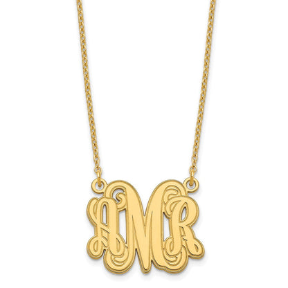 Vergoldet Sterlingsilber /gold Geätzt Monogramm Halskette