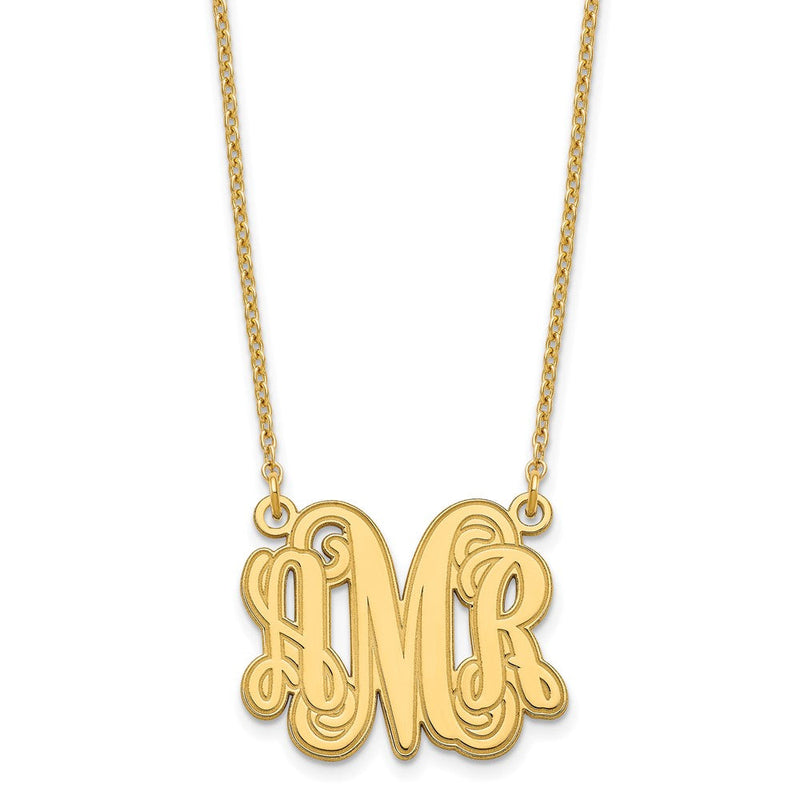 Vergoldet Sterlingsilber /gold Geätzt Monogramm Halskette