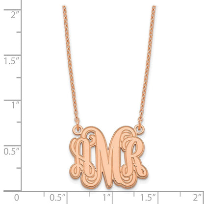 Roségoldbeschichtet Sterlingsilber /rose Geätzt Monogramm Halskette